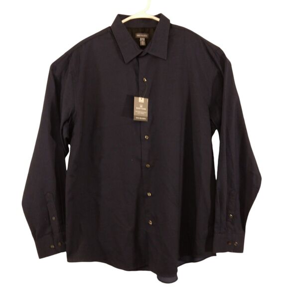 Van Heusen dress shirt mens XL Xlarge 17-17.5 blue polka dot classic fit long sl - Picture 1 of 9